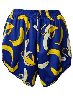 Thigh Huggers Athletic Running Shorts M L Men Fully Lined Stretch Bananas Blue